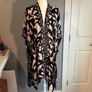 Black and Cream Animal Print Kimono pool/Beach Cover up